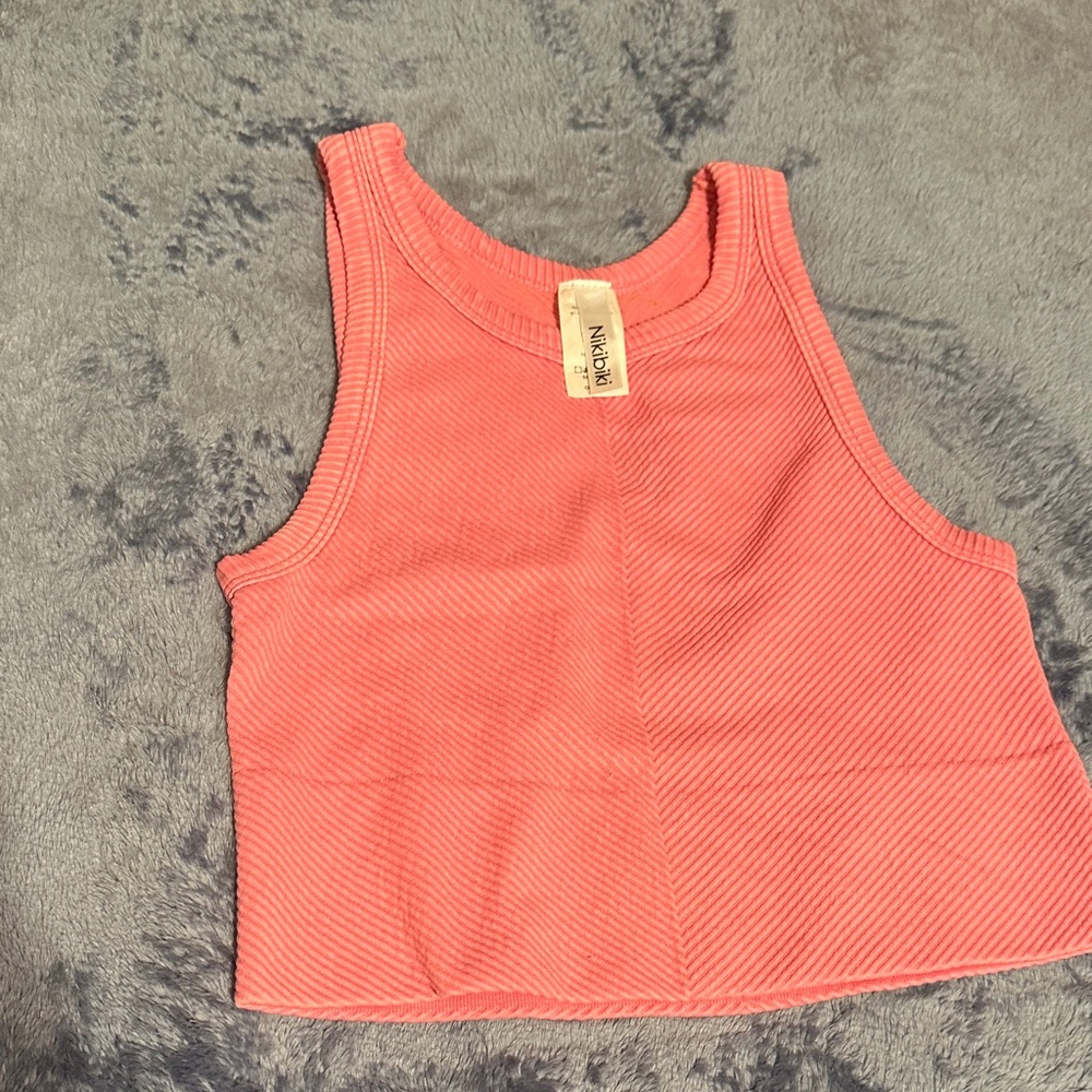 Coral Ribbed Tank Top
